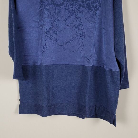 Soft Surroundings Blue Floral Long Sleeve Tunic PL - Picture 3 of 8